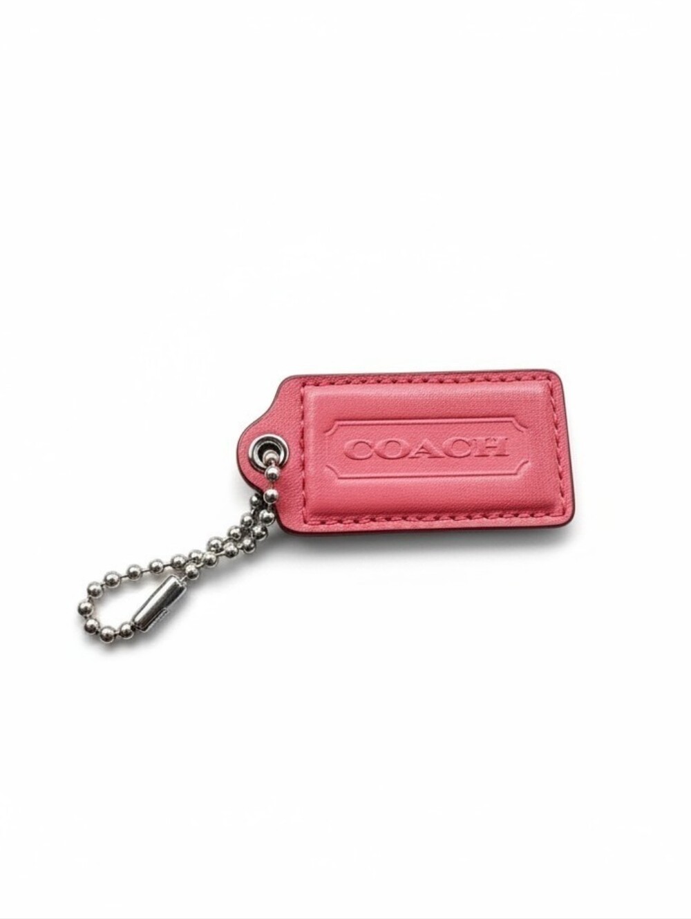 Coach Large Leather Hangtag W/Chrome HW Measures 2.5" X 1.25" Aprox.